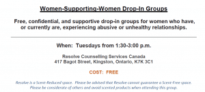 Women Supporting Women monthly schedule for April 2019